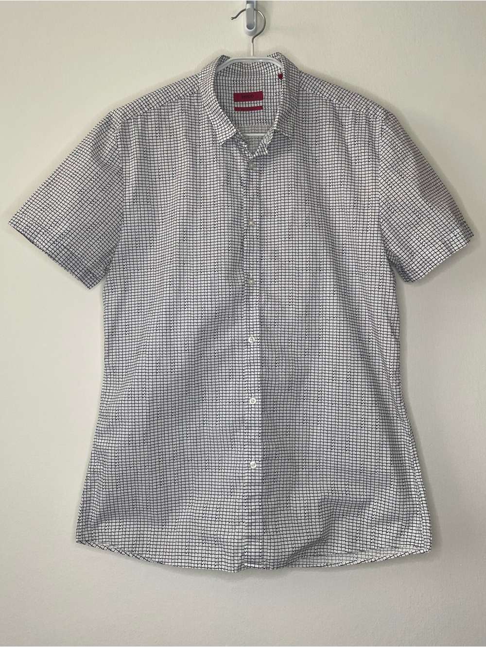 HUGO Hugo Boss Extra Slim Fit Geometric Print Short Sleeve Shirt - Size XL